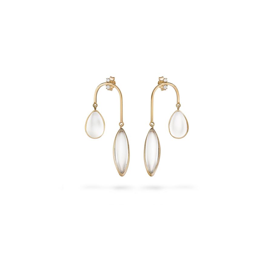 Rose gold curved earrings  AURUM | OR AMO CRV SAU9R MOP BIA CT.0,08